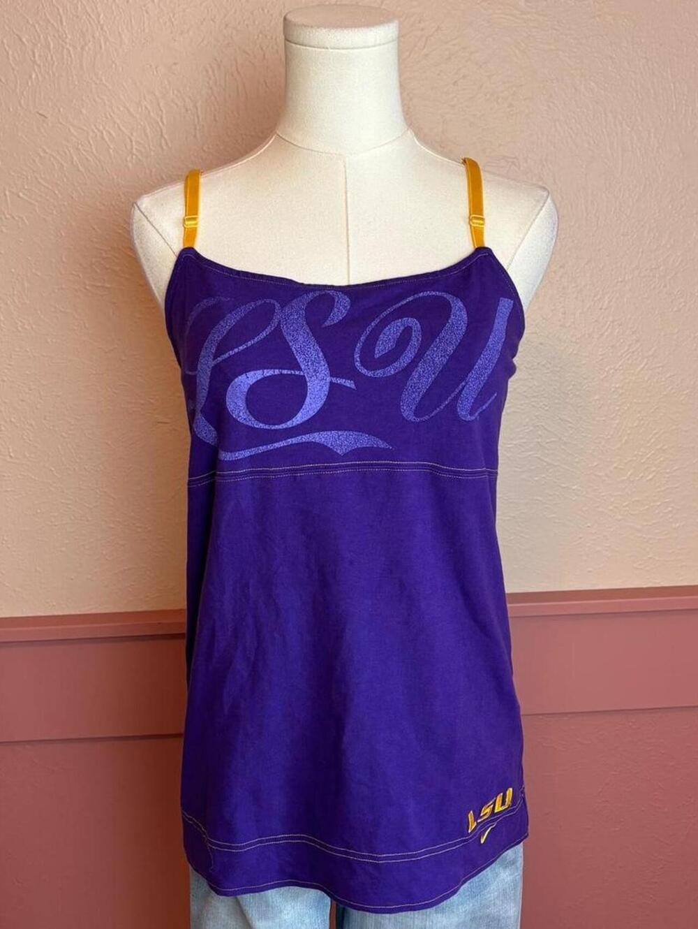 LSU vintage nike babydoll top purple gold sz xl cross back 2000s